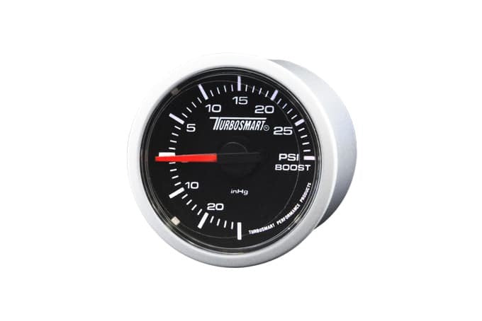 TURBOSMART BOOST GAUGE BLACK FACE, 30 inHg VAC - 30 psi