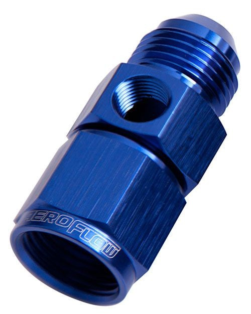 Straight -3AN Female to Male with 1/8" Port Blue Finish 