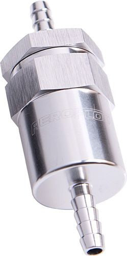 30 MICRON BILLET FUEL FILTER 5/16" BARB SILVER