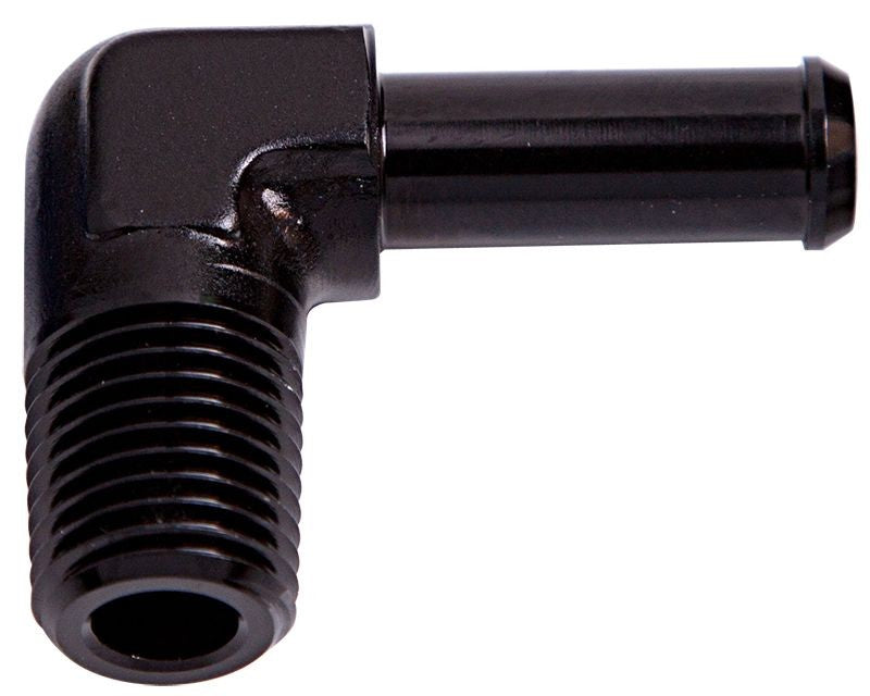 90 DEG 1/4 NPT TO 3/8 BARB BLACK 90 DEG MALE TO MALE AF842-06BLK     