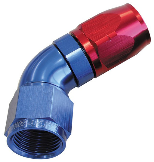 550 SERIES CUTTER ONE-PIECE FULL FLOW SWIVEL 60° HOSE END -16AN BLUE/RED