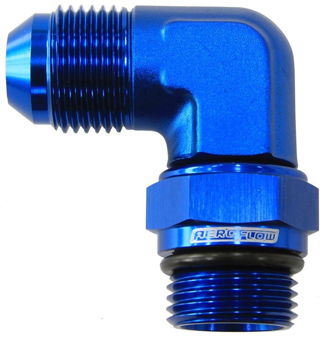 90° ORB SWIVEL TO MALE FLARE ADAPTER -6 ORB TO -6AN BLUE  