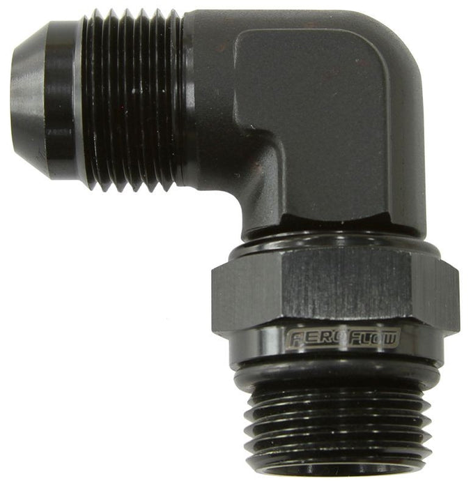 90° ORB SWIVEL TO MALE FLARE ADAPTER -6 ORB TO -6AN BLACK