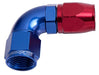 550 SERIES CUTTER ONE-PIECE FULL FLOW SWIVEL 90° HOSE END -6AN BLUE/RED