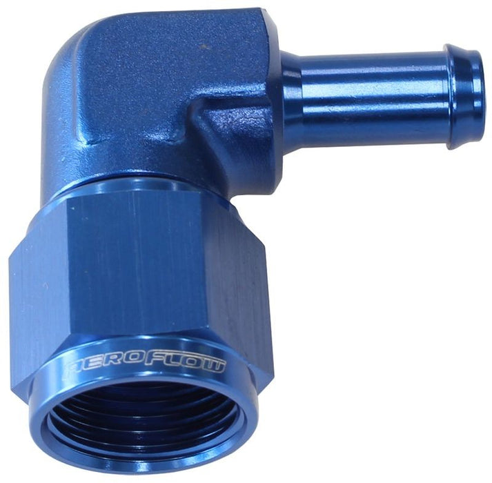 90° HOSE BARB 1/2" TO -8AN - BLUE