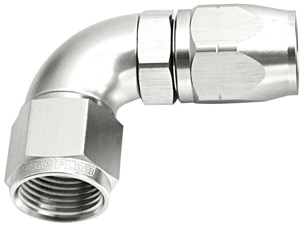 550 SERIES CUTTER ONE-PIECE FULL FLOW SWIVEL 90° HOSE END -8AN SILVER