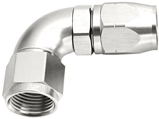 550 SERIES CUTTER ONE-PIECE FULL FLOW SWIVEL 90° HOSE END -12AN SILVER