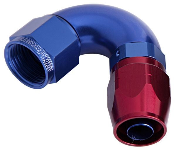 550 SERIES CUTTER ONE-PIECE FULL FLOW SWIVEL 120° HOSE END -6AN BLUE/RED