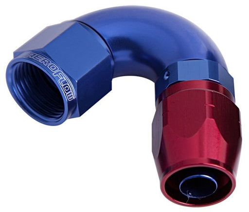 550 SERIES CUTTER ONE-PIECE FULL FLOW SWIVEL 120° HOSE END -8AN BLUE/RED