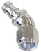 510 SERIES FULL FLOW TIGHT RADIUS PUSH LOCK 45° HOSE END -6AN SILVER      