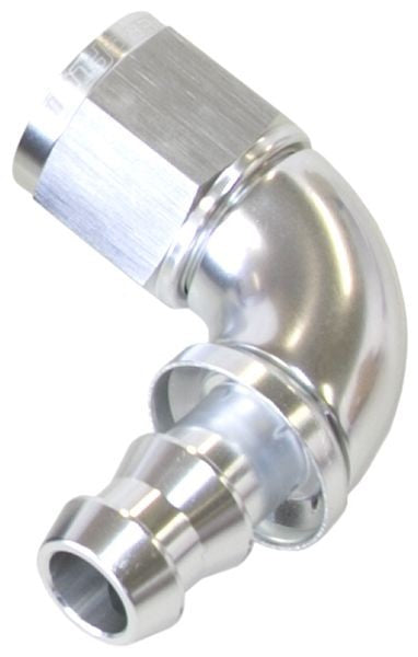 510 SERIES FULL FLOW TIGHT RADIUS PUSH LOCK 90° HOSE END -6AN SILVER      