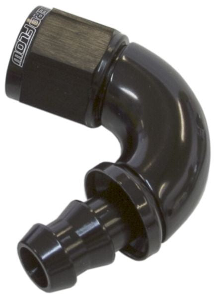 510 SERIES FULL FLOW TIGHT RADIUS PUSH LOCK 120° HOSE END -6AN BLACK      