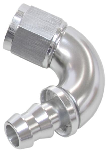 510 SERIES FULL FLOW TIGHT RADIUS PUSH LOCK 120° HOSE END -6AN SILVER   