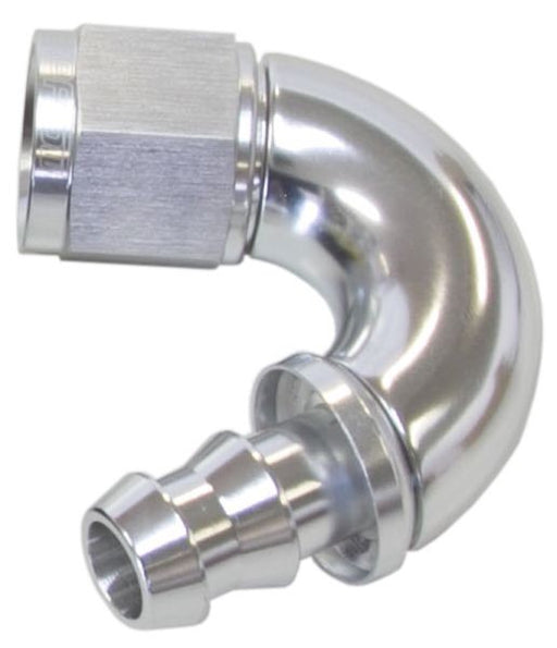 510 SERIES FULL FLOW TIGHT RADIUS PUSH LOCK 150° HOSE END -6AN SILVER  