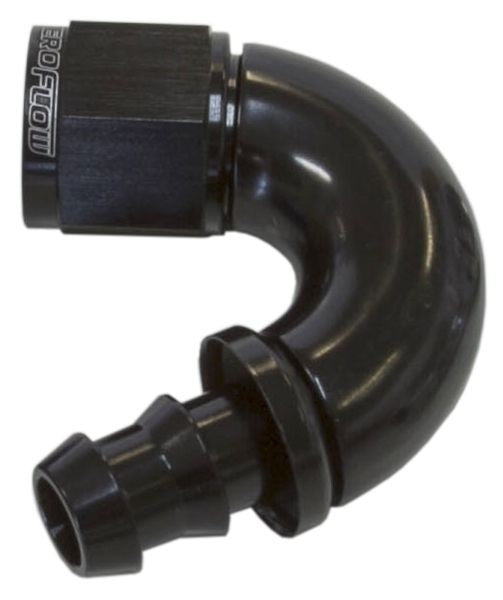 510 SERIES FULL FLOW TIGHT RADIUS PUSH LOCK 150° HOSE END -12AN BLACK     