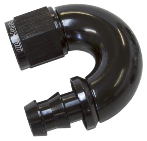 510 SERIES FULL FLOW TIGHT RADIUS PUSH LOCK 180° HOSE END -6AN BLACK        