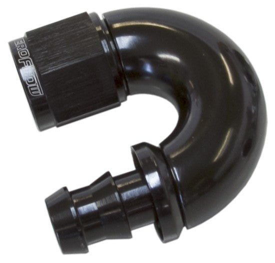 510 SERIES FULL FLOW TIGHT RADIUS PUSH LOCK 180° HOSE END -8AN BLACK        