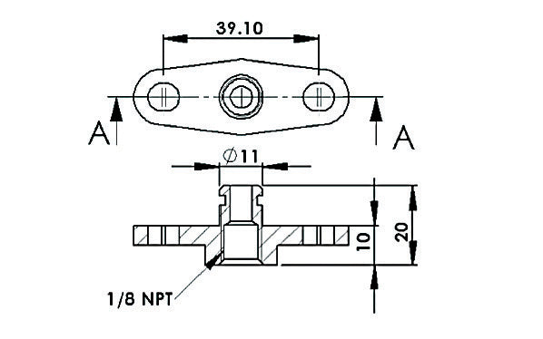 Fuel Rail Adapter, Suit Toyota, Subaru with 40mm Centres (Black)