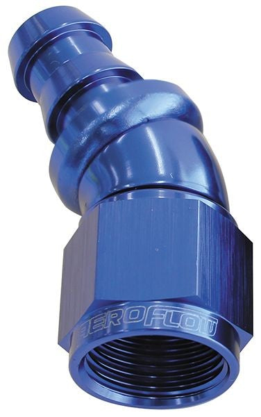 510 SERIES FULL FLOW TIGHT RADIUS PUSH LOCK 30° HOSE END -6AN BLUE    