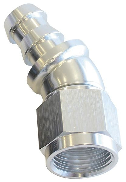 510 SERIES FULL FLOW TIGHT RADIUS PUSH LOCK 30° HOSE END -6AN SILVER   