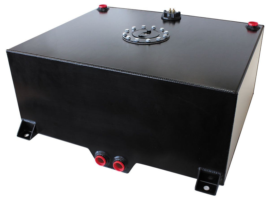 ALUMINIUM 20 GALLON (75L) FUEL CELL WITH CAVITY/SUMP & FUEL SENDER - BLACK