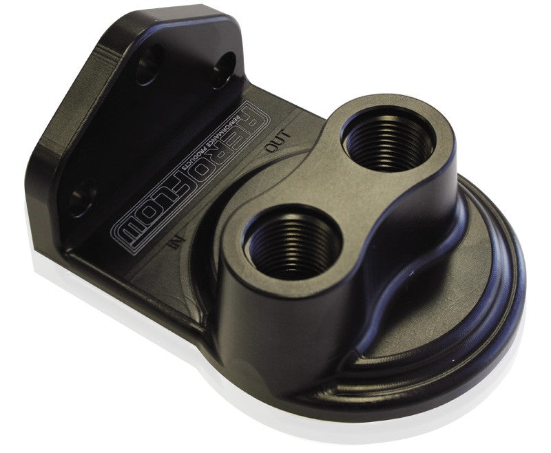 BILLET REMOTE OIL FILTER HEAD TOP ENTRY - BLACK