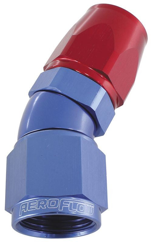 570 SERIES PTFE 45° HOSE END -4AN BLUE/RED        