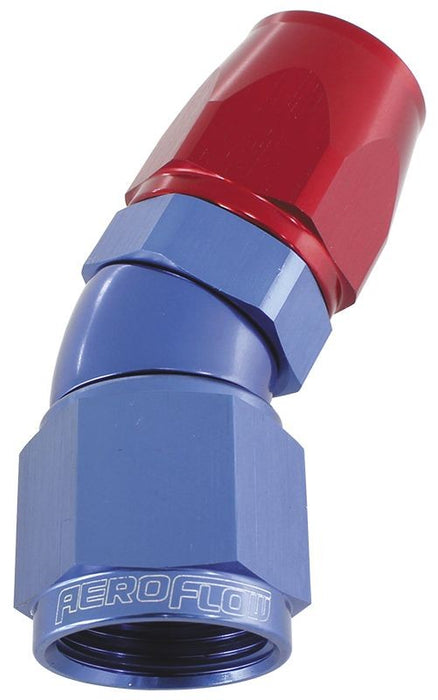 570 SERIES PTFE 45° HOSE END -6AN BLUE/RED      