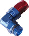 570 SERIES PTFE 90° HOSE END -6AN BLUE/RED           