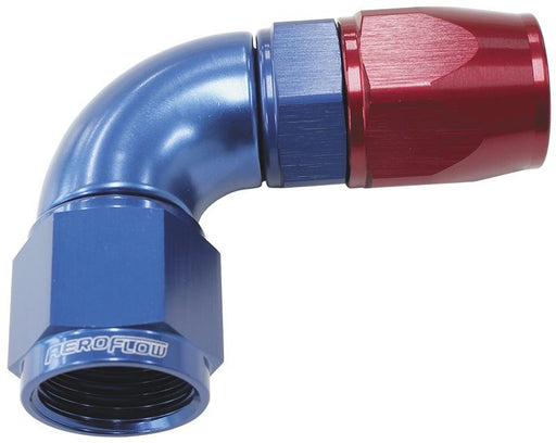 570 SERIES PTFE 90° HOSE END -8AN BLUE/RED      