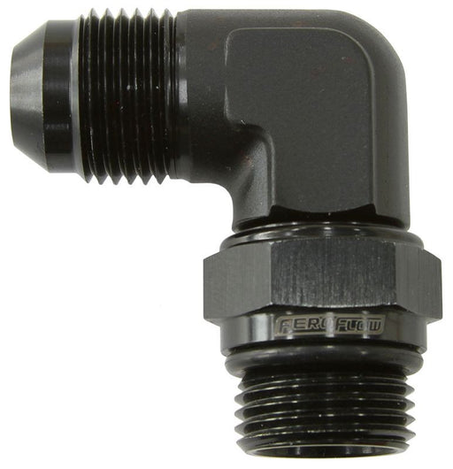 90° ORB SWIVEL TO MALE FLARE ADAPTER -8 ORB TO -6AN BLACK    