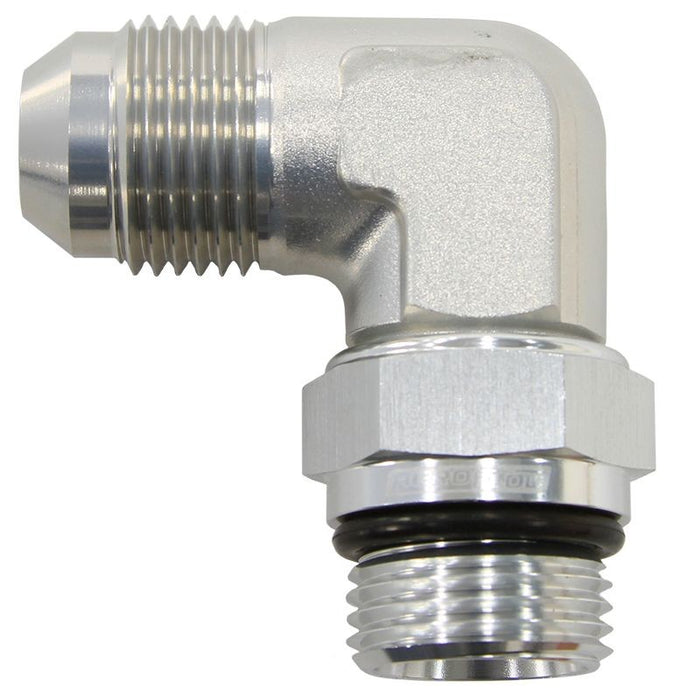 90° ORB SWIVEL TO MALE FLARE ADAPTER -8 ORB TO -6AN SILVER  