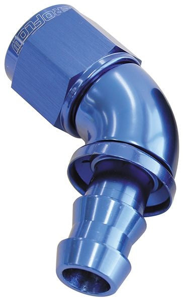 510 SERIES FULL FLOW TIGHT RADIUS PUSH LOCK 60° HOSE END -6AN BLUE  