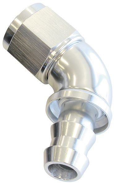 510 SERIES FULL FLOW TIGHT RADIUS PUSH LOCK 60° HOSE END -6AN SILVER   