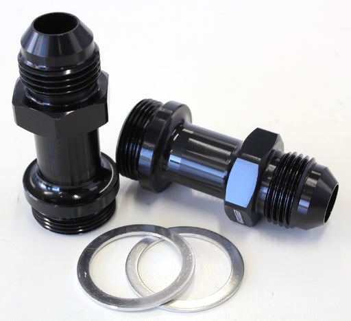 CARBURETOR ADAPTER - MALE 7/8" TO -6AN 1-3/4" LONG BLACK FINISH