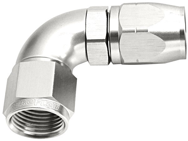 550 SERIES CUTTER ONE-PIECE FULL FLOW SWIVEL 90° HOSE END -4AN SILVER