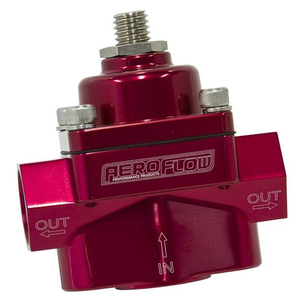 BILLET 2-PORT FUEL PRESSURE REGULATOR WITH -8 ORB PORTS - RED