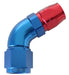 550 SERIES CUTTER ONE-PIECE FULL FLOW SWIVEL 60° STEPPED HOSE END -8AN TO -6 HOSE BLUE/RED