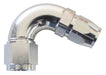 550 SERIES CUTTER STYLE ONE-PIECE SWIVEL 120° STEPPED HOSE END -6AN TO 8 HOSE SILVER