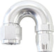 550 SERIES CUTTER STYLE ONE-PIECE SWIVEL 180° STEPPED HOSE END -8AN TO -6 HOSE SILVER