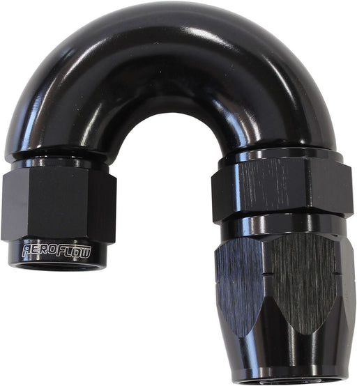 550 SERIES CUTTER STYLE ONE-PIECE SWIVEL 180° STEPPED HOSE END -6AN TO -8 HOSE BLACK