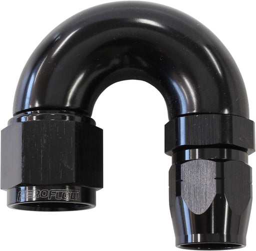 550 SERIES CUTTER STYLE ONE-PIECE SWIVEL 180° STEPPED HOSE END -10AN TO -8 HOSE BLACK