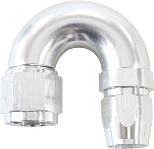 550 SERIES CUTTER STYLE ONE-PIECE SWIVEL 180° STEPPED HOSE END -10AN TO -8 HOSE SILVER