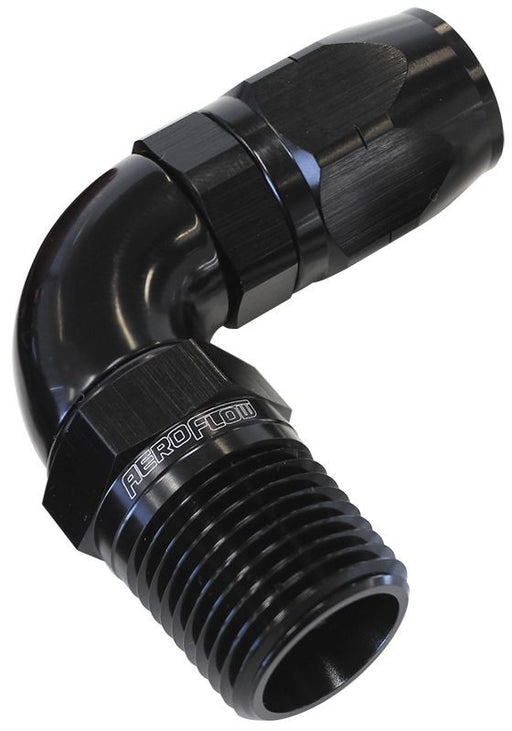 90° MALE NPT FULL FLOW SWIVEL HOSE END 1/8" TO -6AN BLACK