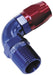 90° MALE NPT FULL FLOW SWIVEL HOSE END 1/2" TO -8AN BLUE/RED