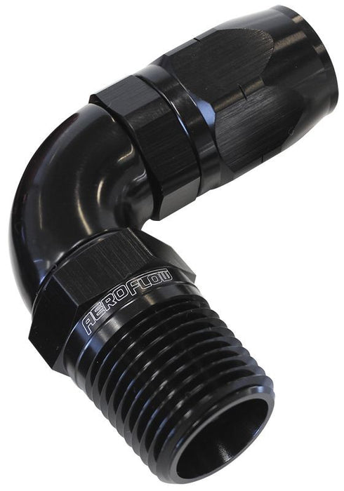 90° MALE NPT FULL FLOW SWIVEL HOSE END 1/2" TO-8AN BLACK