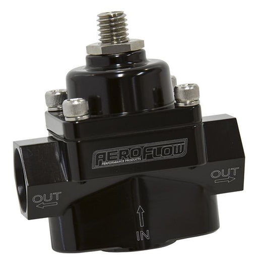 BILLET 2-PORT FUEL PRESSURE REGULATOR WITH 3/8" NPT PORTS (4.5-9psi) - BLACK