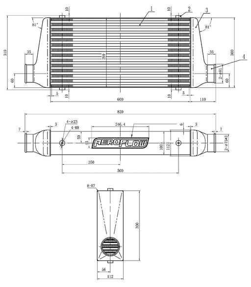 STREET SERIES ALUMINIUM INTERCOOLER 600 x 300 x 76mm POLISHED