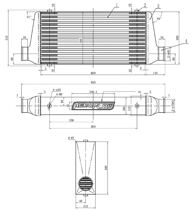 STREET SERIES ALUMINIUM INTERCOOLER 280 x 300 x 76mm POLISHED