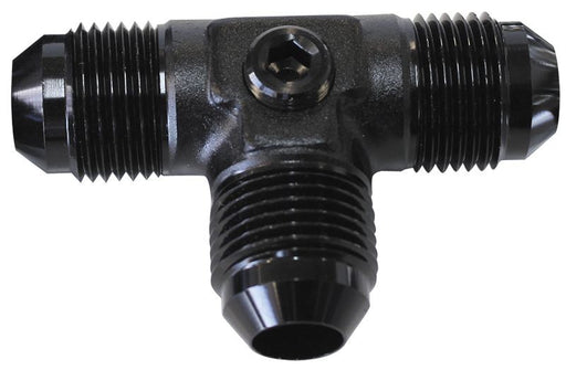 MALE FLARE TEE -6AN WITH 1/8 PORT BLACK ALL SIDES MALE AN   AF824-06PBLK